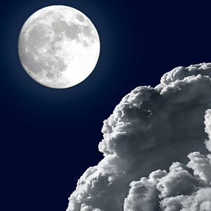 full moon and storm clouds