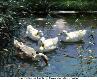 Vier Enten im Teich by Alexander Max Koester